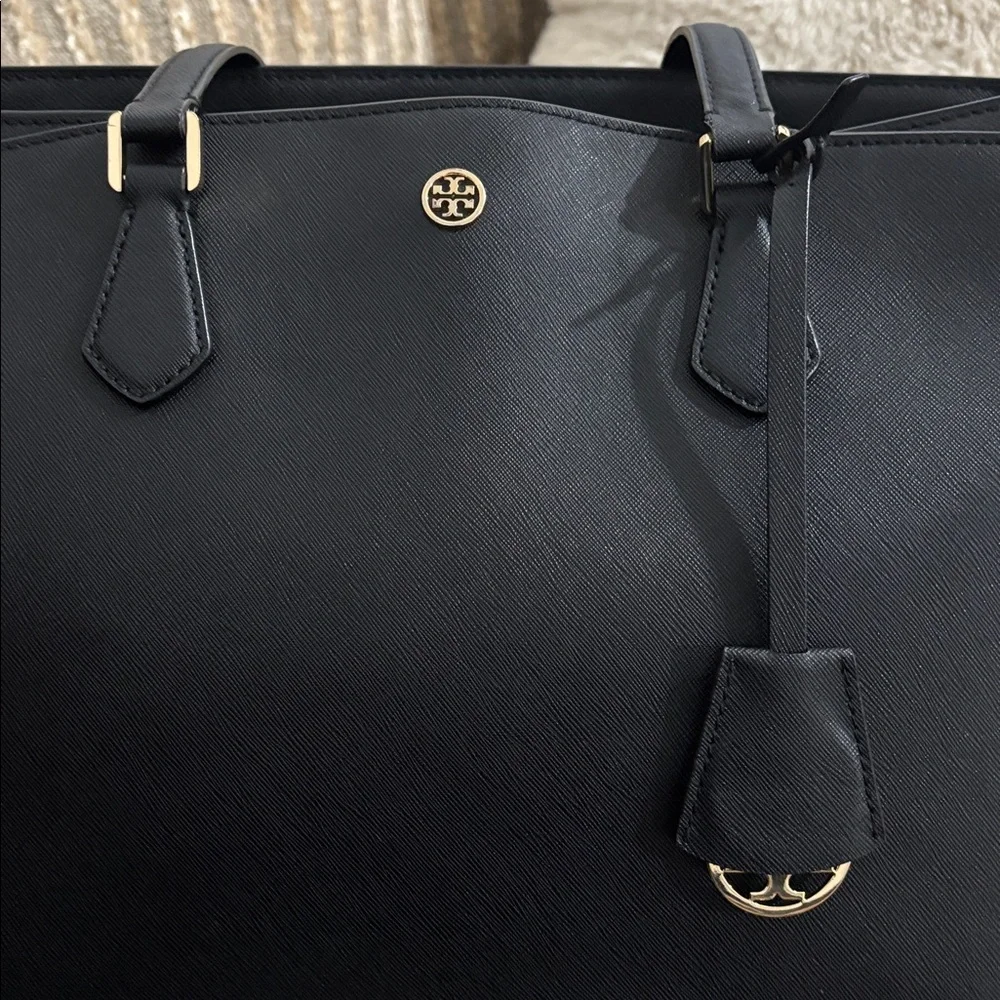 Tory‎ Burch Large Robinson Black Leather Tote Shoulder Bag